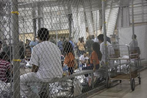 Detained immigrants at the Central Processing Center in McAllen, Texas, Sunday, June 17, 2018.