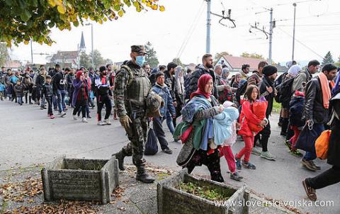 Syrian refugees pass through Slovenia on their way to Germany, October 23, 2015.
