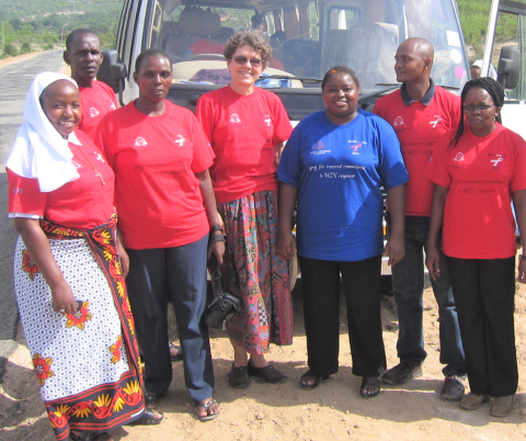Maryknoll Lay Missioner Susan Nagele (fourth from left) on World AIDS Day in Kenya n 2010.