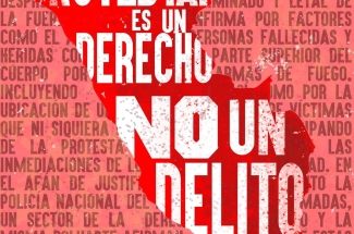 "To protest is a right, not a crime." Graphic by Defensoras y Defensores del Perú