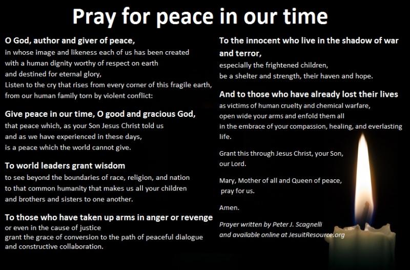 Pray for peace in our time